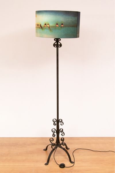 Pair of Vintage Floor Lamps with New Shades by Lily Greenwood
